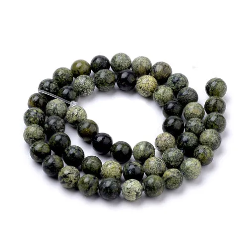 Gemstone Beads, Serpentine/Green Lace Stone, Natural, Round, 8mm