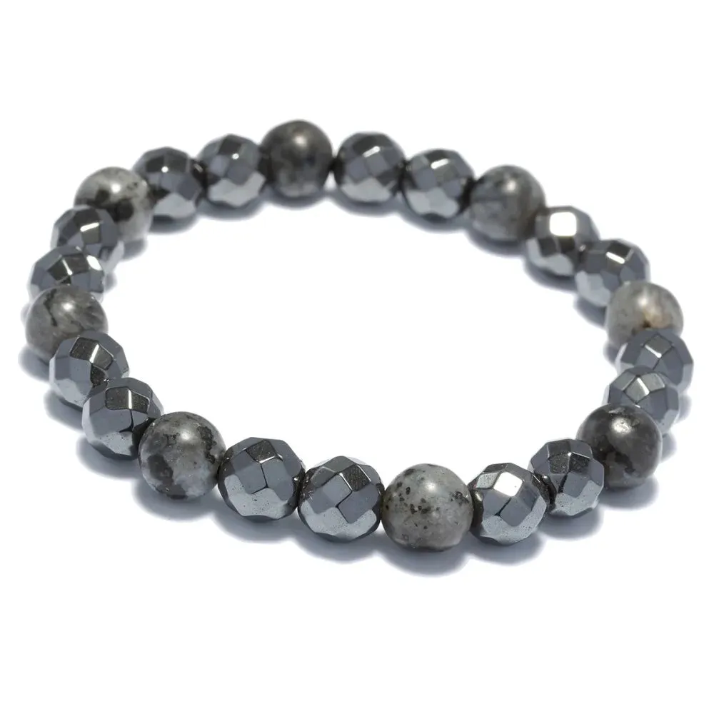 Geometric Hematite Skull Stretch Bracelet