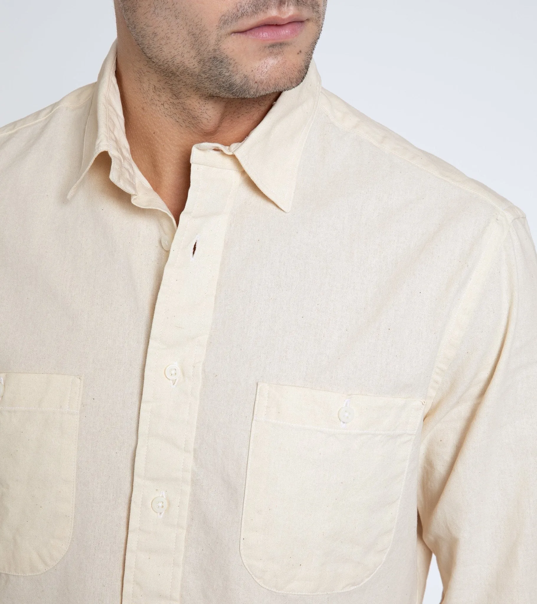 Gitman Vintage Japanese Chambray Work Shirt: Ecru