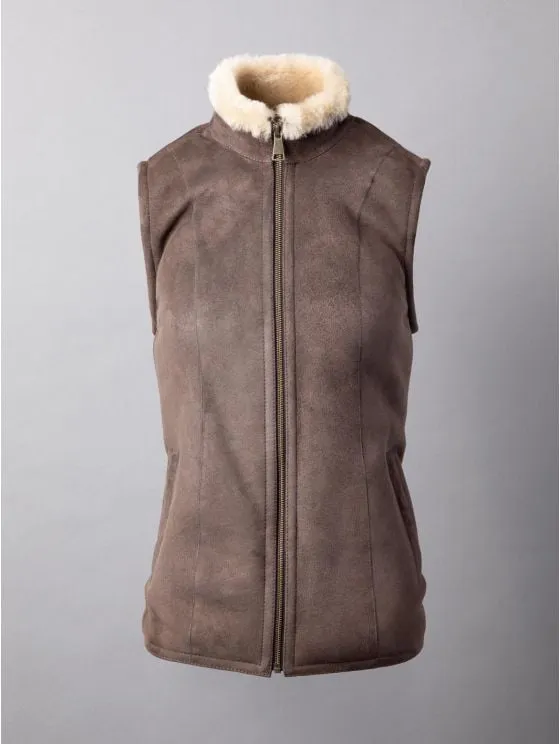 Grange Classic Sheepskin Gilet in Vole Brown