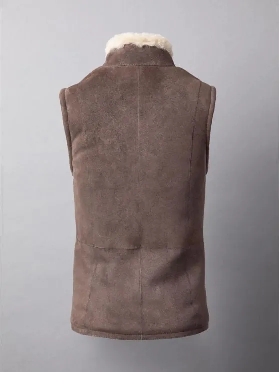 Grange Classic Sheepskin Gilet in Vole Brown