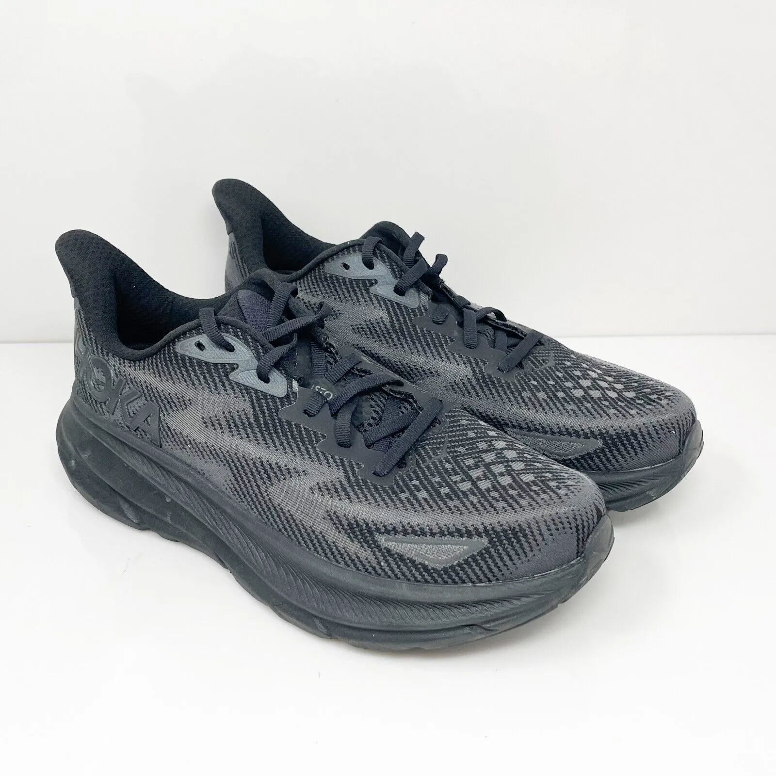 Hoka One One Mens Clifton 9 1127895 BBLC Black Running Shoes Sneakers Size 9 D