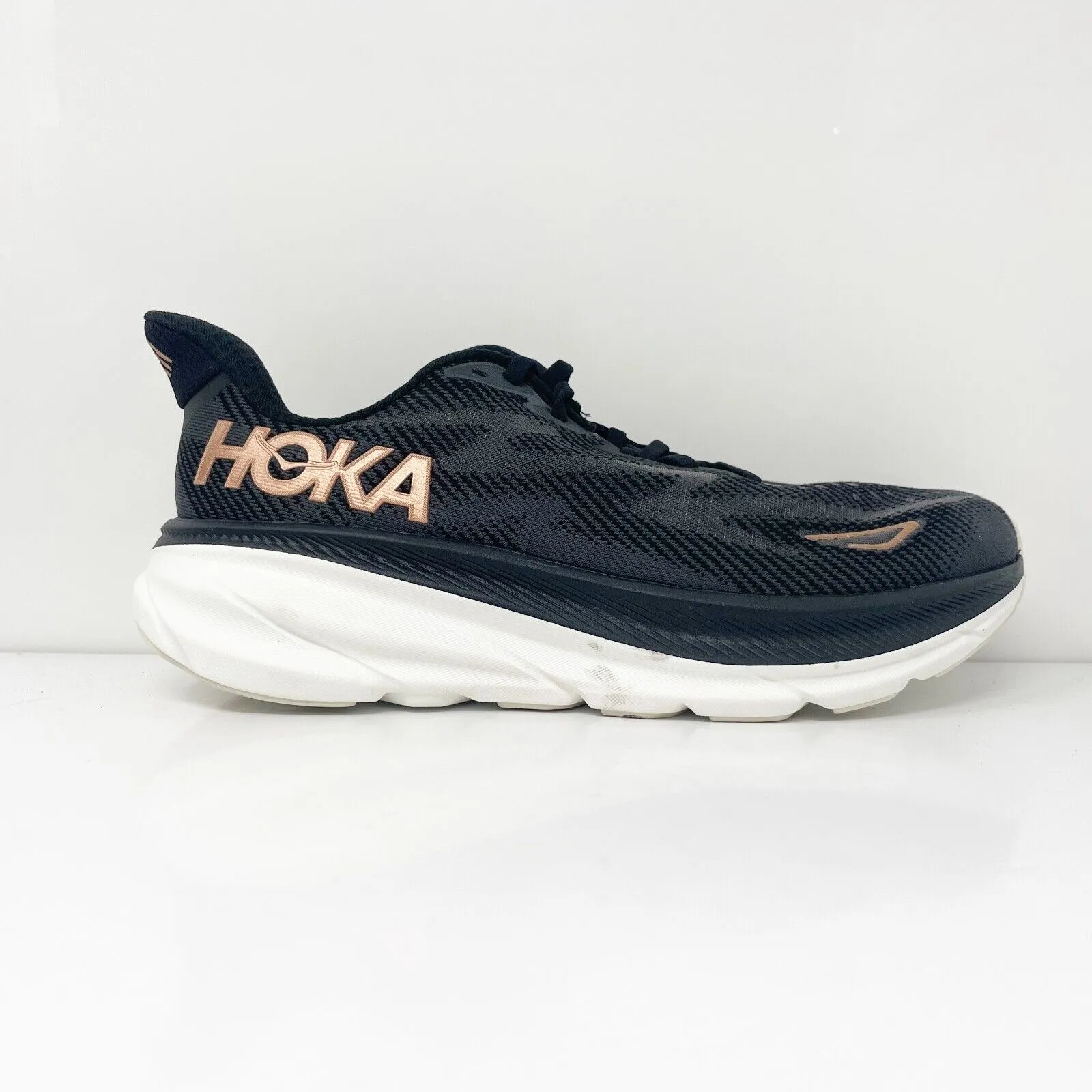 Hoka One One Womens Clifton 9 1132211 BRGL Black Running Shoes Sneakers Sz 8.5 D