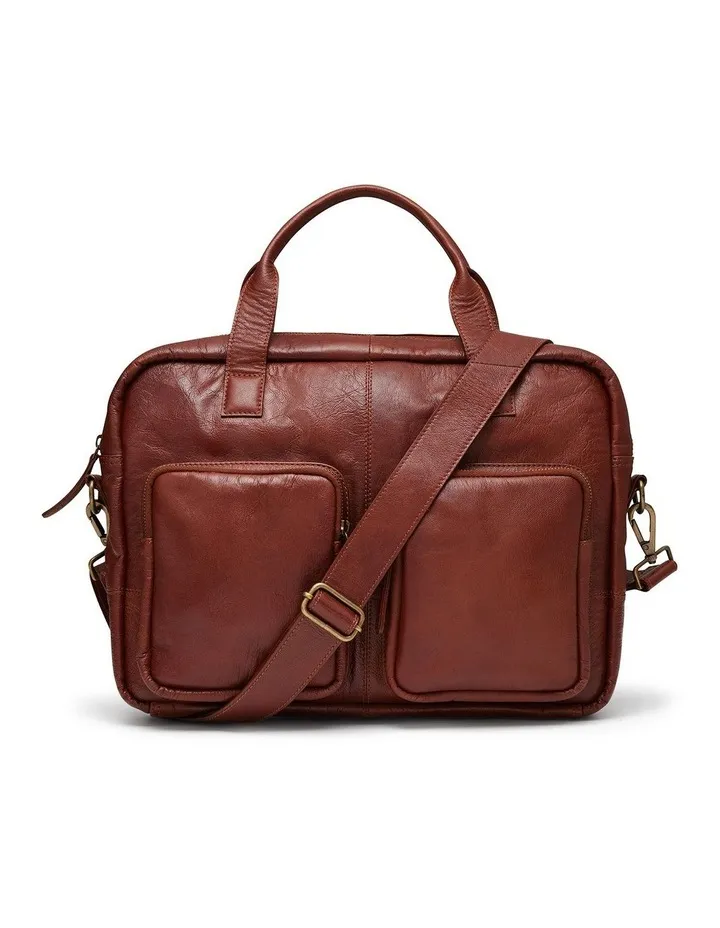 Hugo Leather Briefcase in Cognac