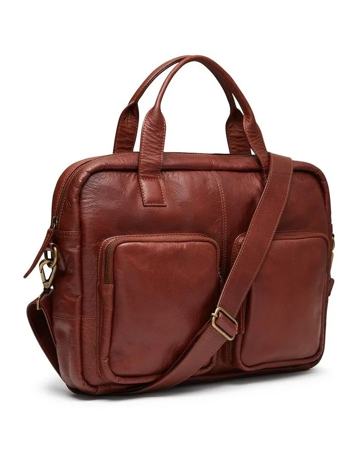 Hugo Leather Briefcase in Cognac