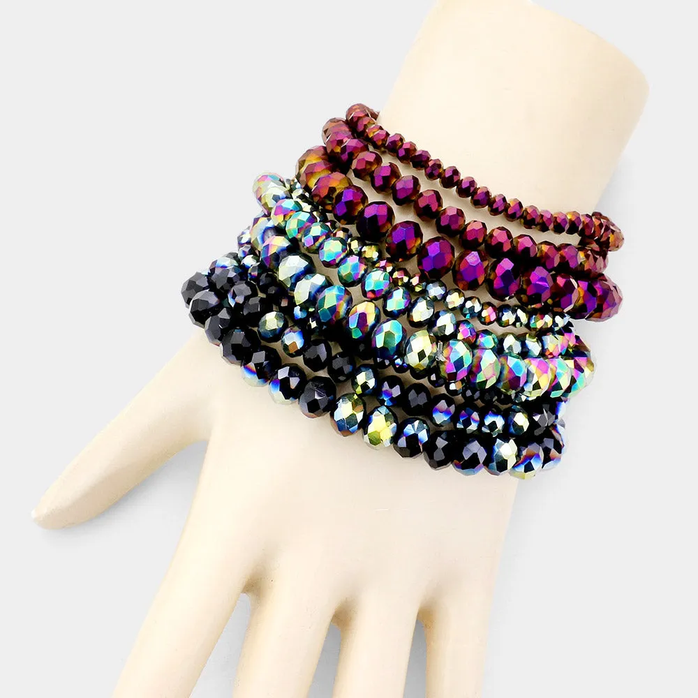 iLLASPARKZ 9PCS - Faceted Bead Stretch Bracelets