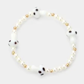 iLLASPARKZ Mushroom Accented Pearl Stretch Bracelet