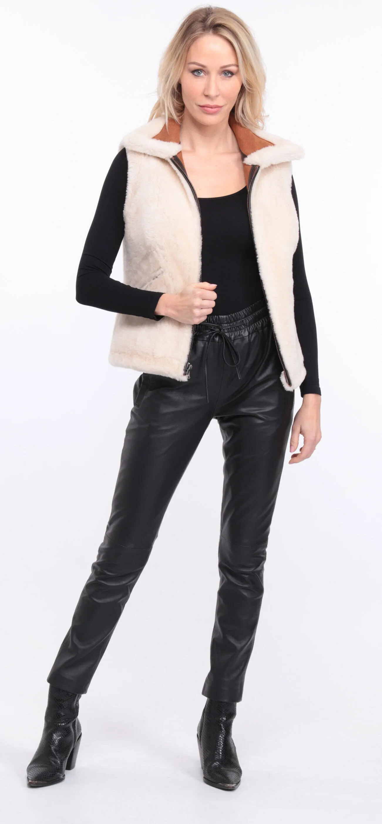 Italy sheepskin whiskey sleeveless vest