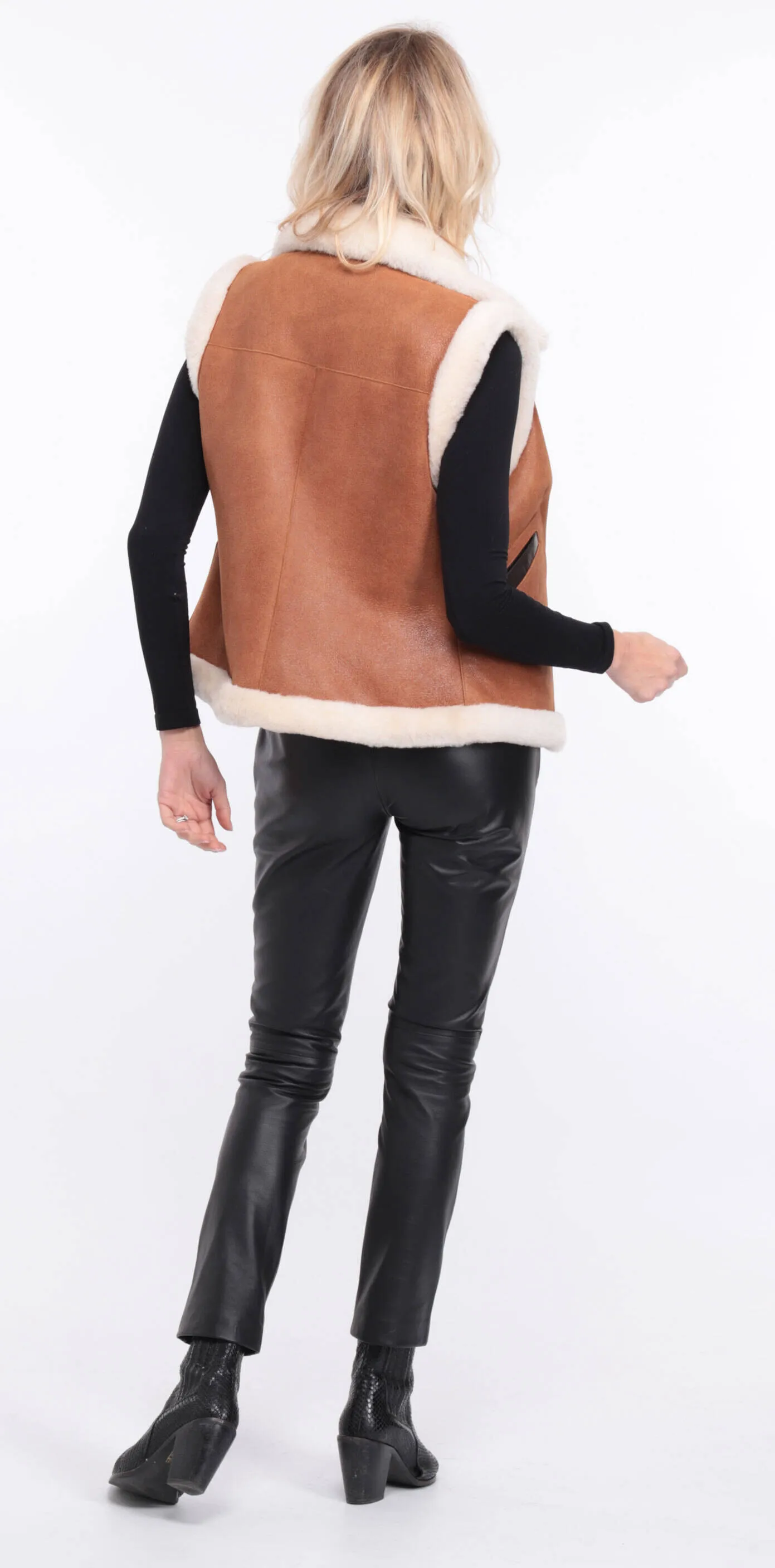 Italy sheepskin whiskey sleeveless vest