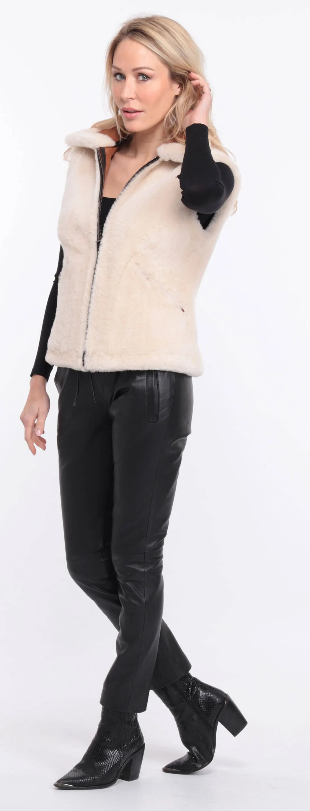 Italy sheepskin whiskey sleeveless vest