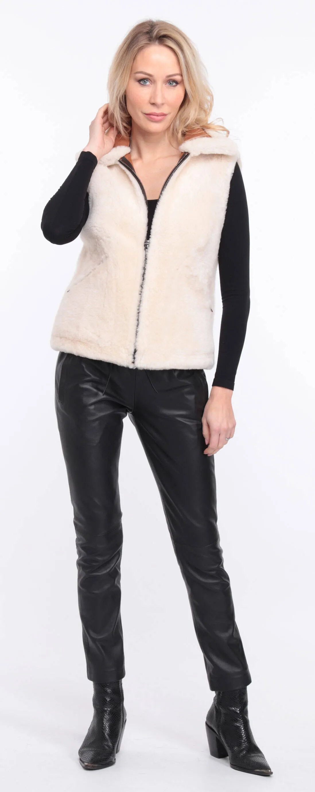 Italy sheepskin whiskey sleeveless vest