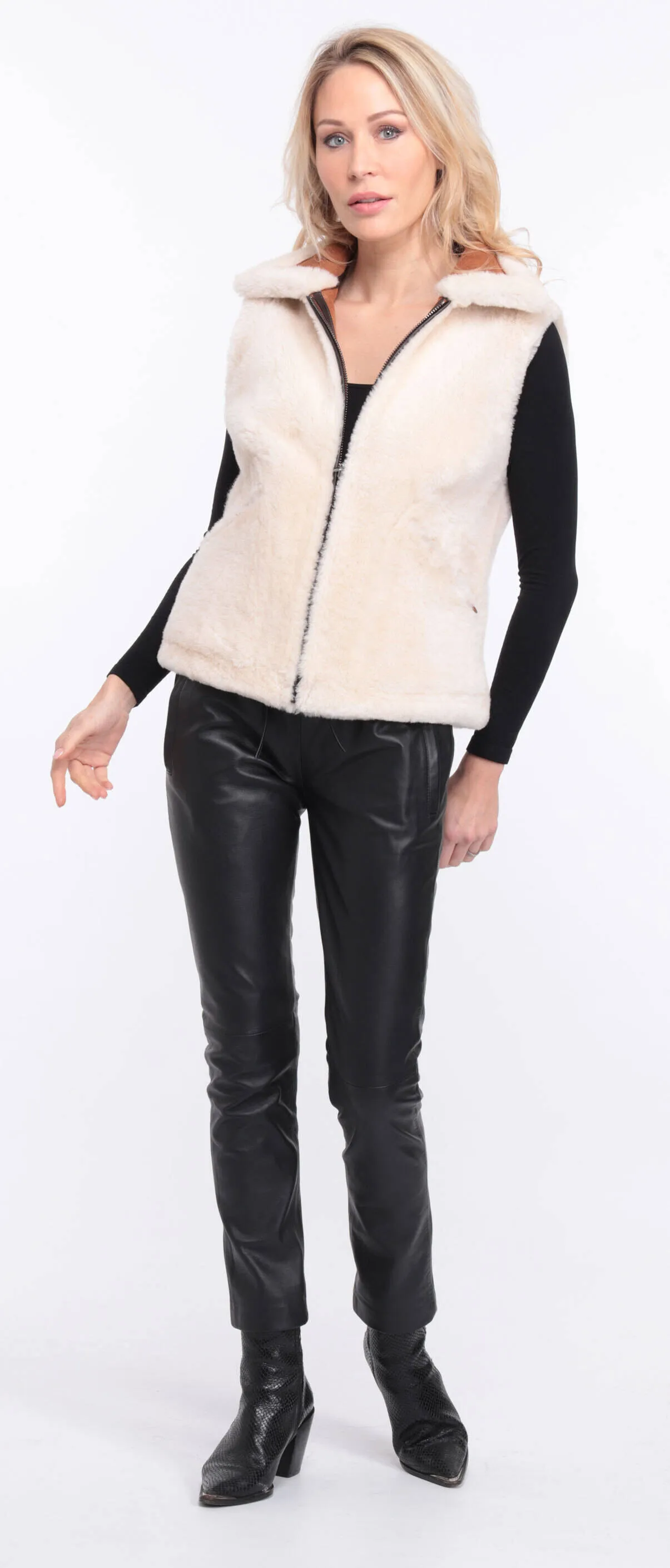 Italy sheepskin whiskey sleeveless vest