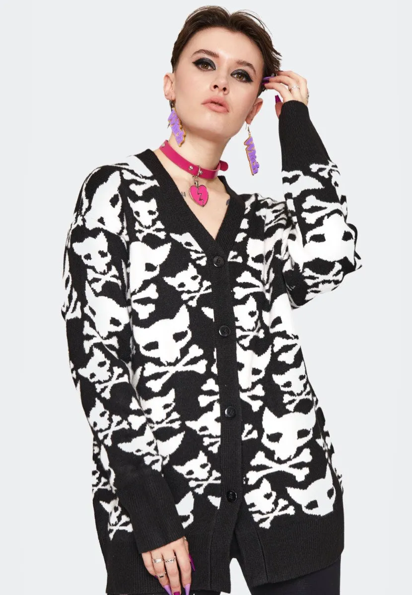 Jawbreaker - Hell Kitten Oversized Black/White - Cardigan