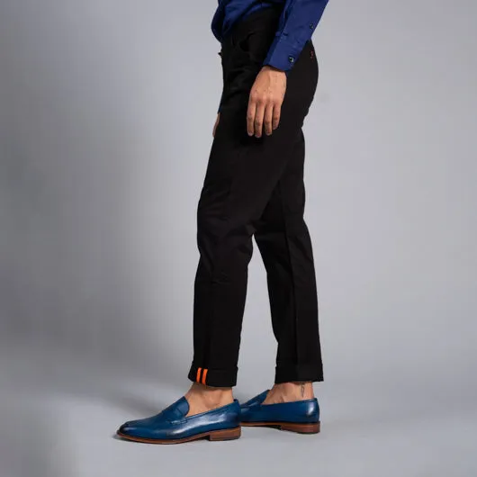 Jet-Set Black Cotton Lycra Stretch Chinos