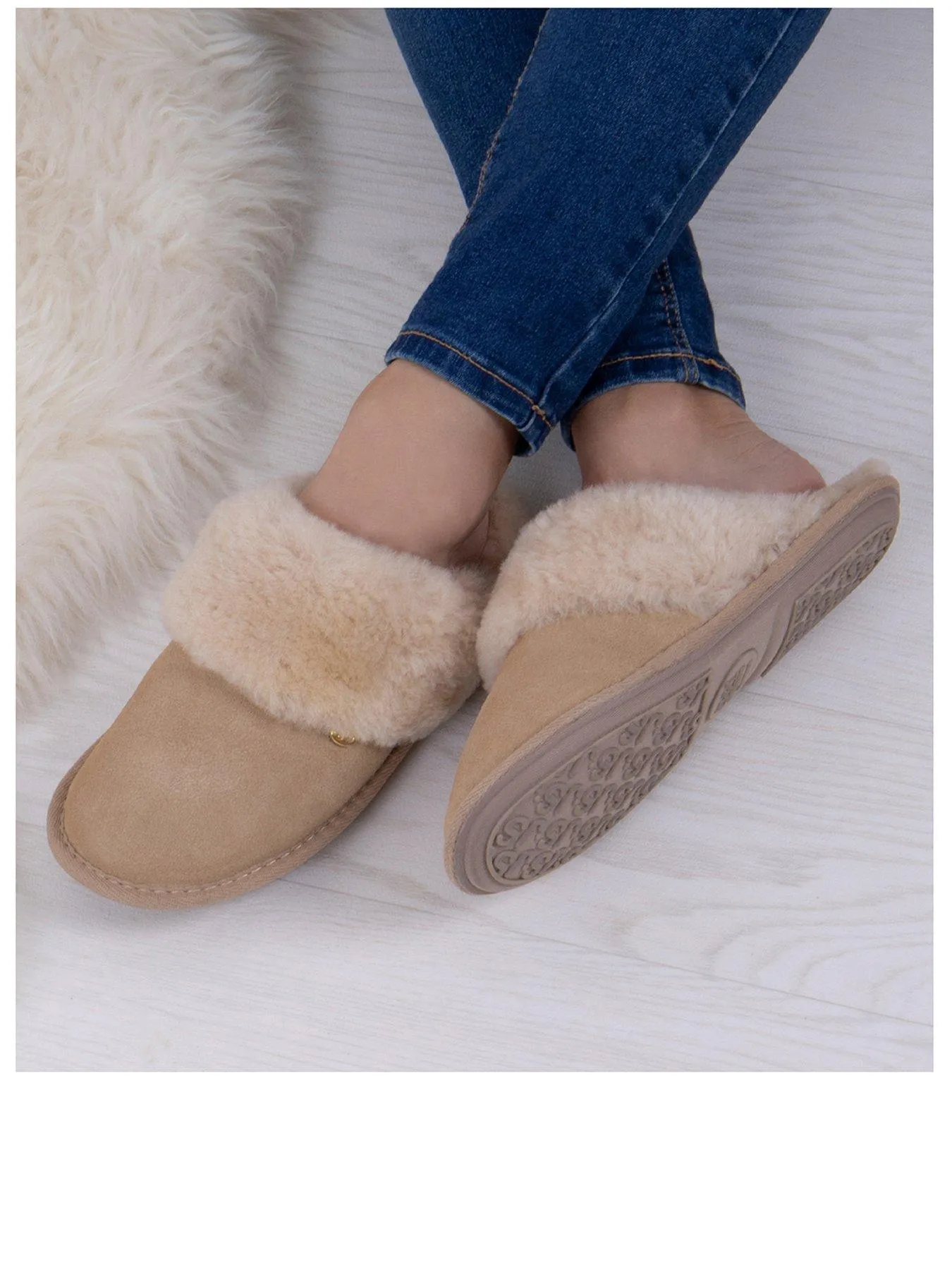 Just Sheepskin Duchess Soft Cuff Sheepskin Mule - Natural