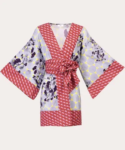 Karma On The Rocks Women's Osaka Ginko Prune Cotton Short Kimono