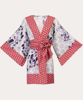 Karma On The Rocks Women's Osaka Ginko Prune Cotton Short Kimono