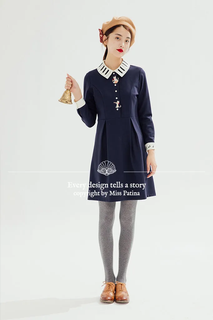 Kitten Melody Dress (Navy)