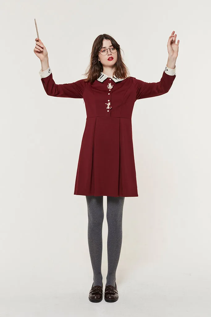 Kitten Melody Dress (Wine Red)