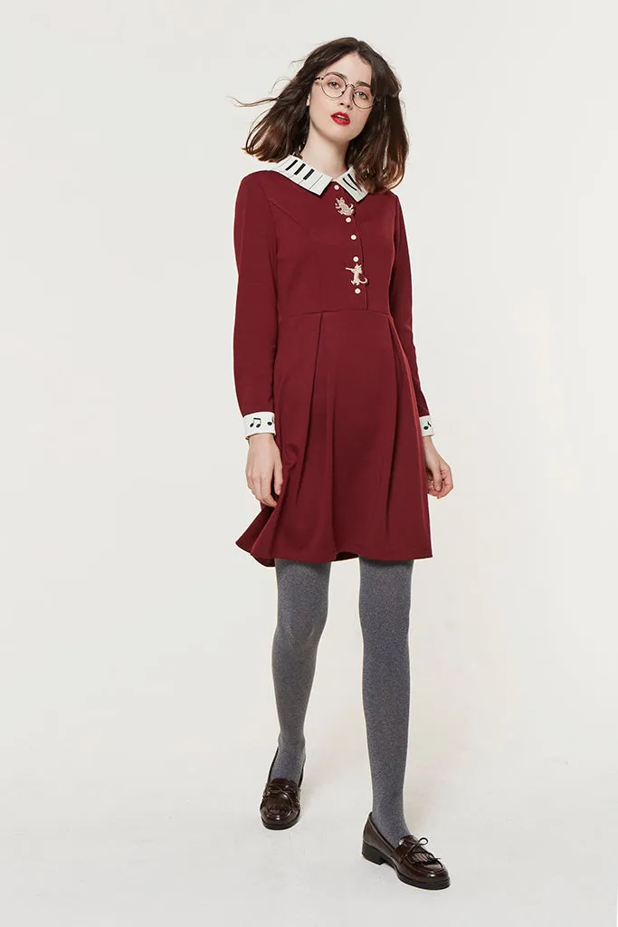 Kitten Melody Dress (Wine Red)