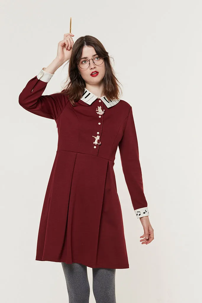 Kitten Melody Dress (Wine Red)