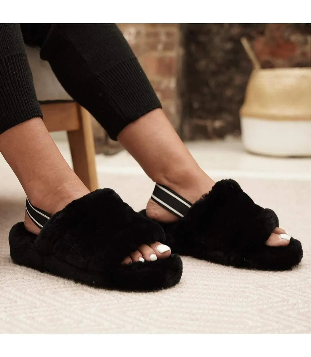 Ladies Grey Ava Sheepskin Slipper Sling Back