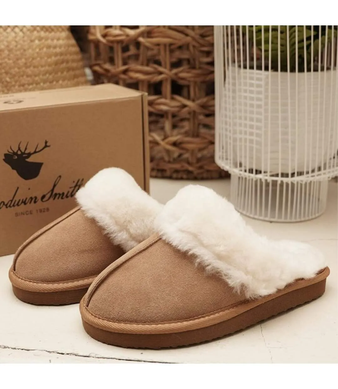 Ladies Suzie Tan Sheepskin Slipper Mule