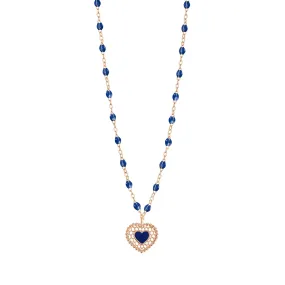 Lapis Lace Heart Necklace, Rose Gold, 16.5