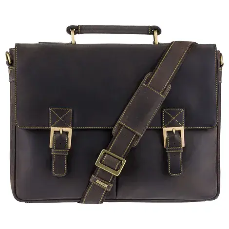 Leather Briefcase Brown:Berlin