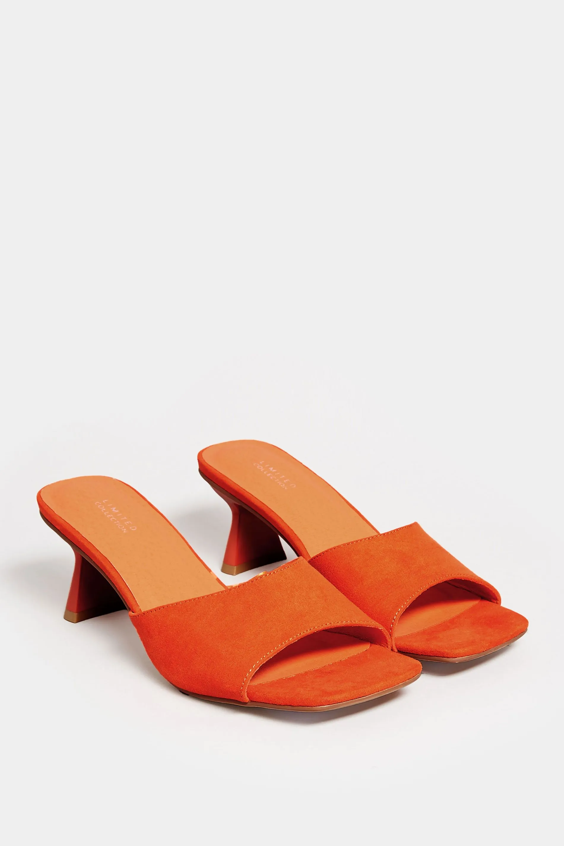 LIMITED COLLECTION Orange Kitten Heel Mule In Wide E Fit & Extra Wide EEE Fit