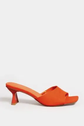 LIMITED COLLECTION Orange Kitten Heel Mule In Wide E Fit & Extra Wide EEE Fit