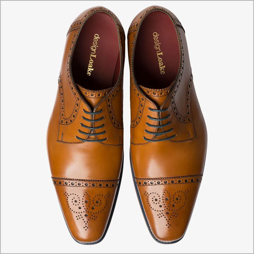 Loake Foley Tan Stylish Semi Brogue Derby Shoe*