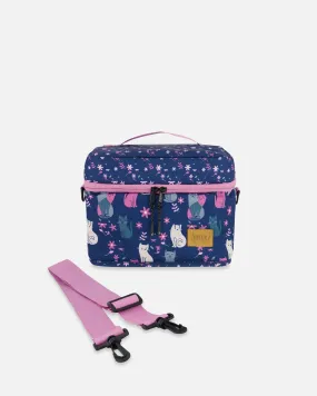 Lunch Box Navy Blue Printed Kitten