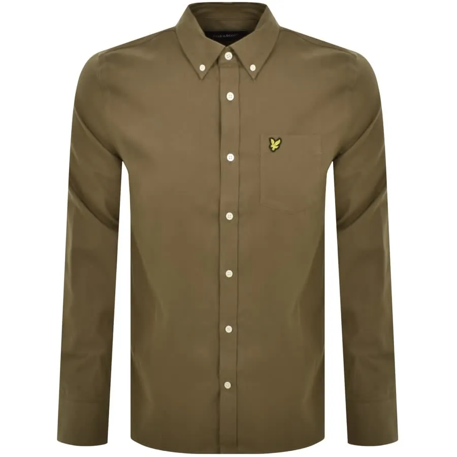 Lyle And Scott Flannel Long Sleeve Shirt Khaki