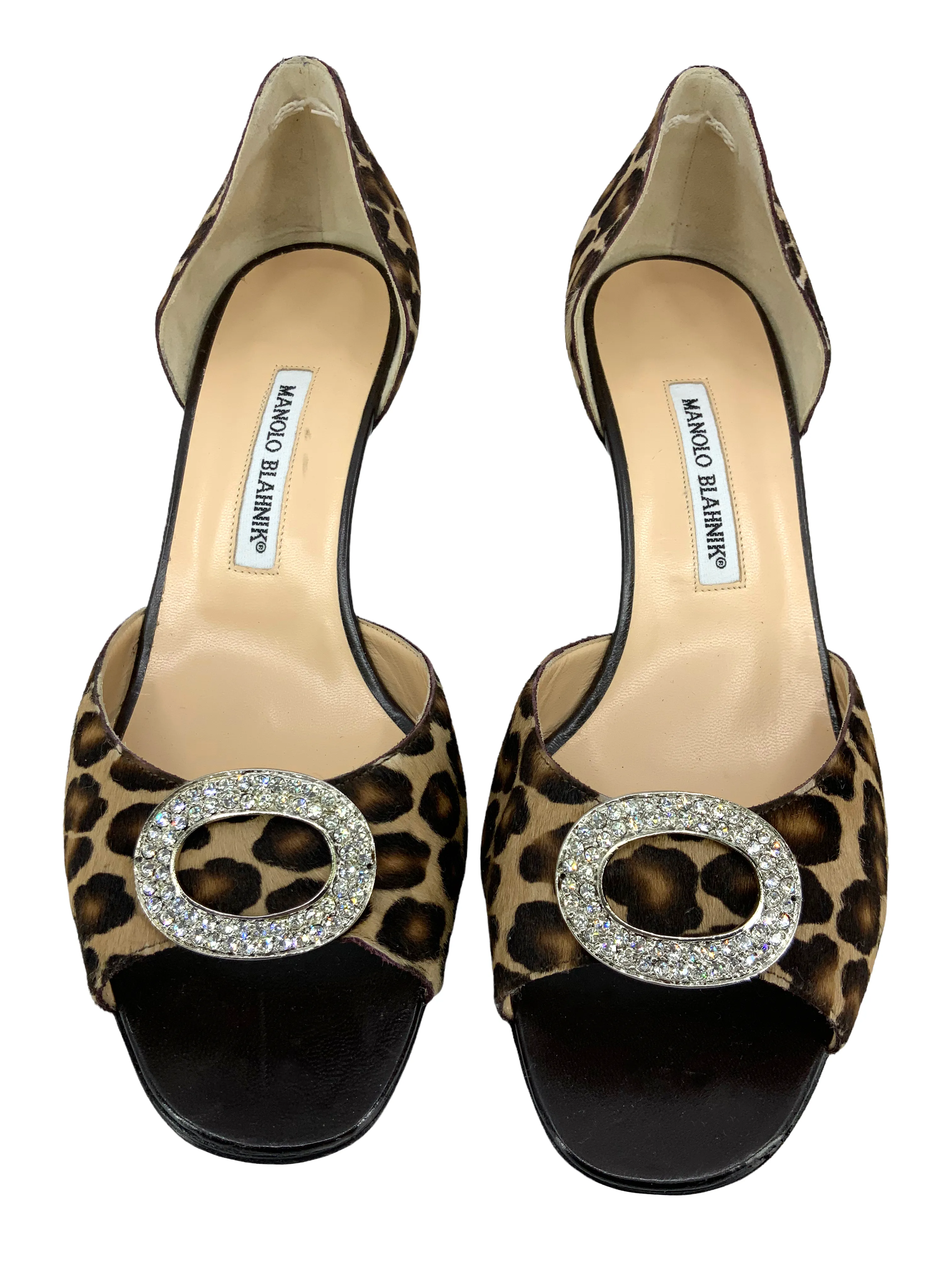 Manolo Blahnik Sedaraby Embellished Pony Hair d'Orsay Pumps Size 10.5