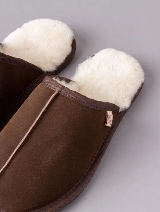 Men's Sheepskin Sliders in Brown