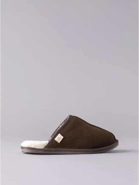 Men's Sheepskin Sliders in Brown