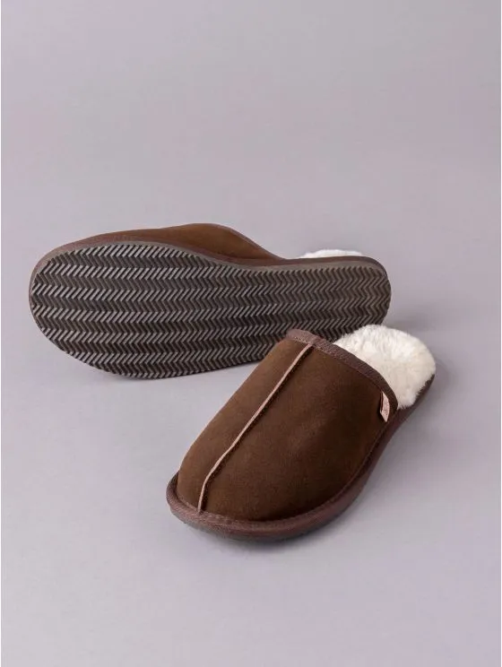 Men's Sheepskin Sliders in Brown