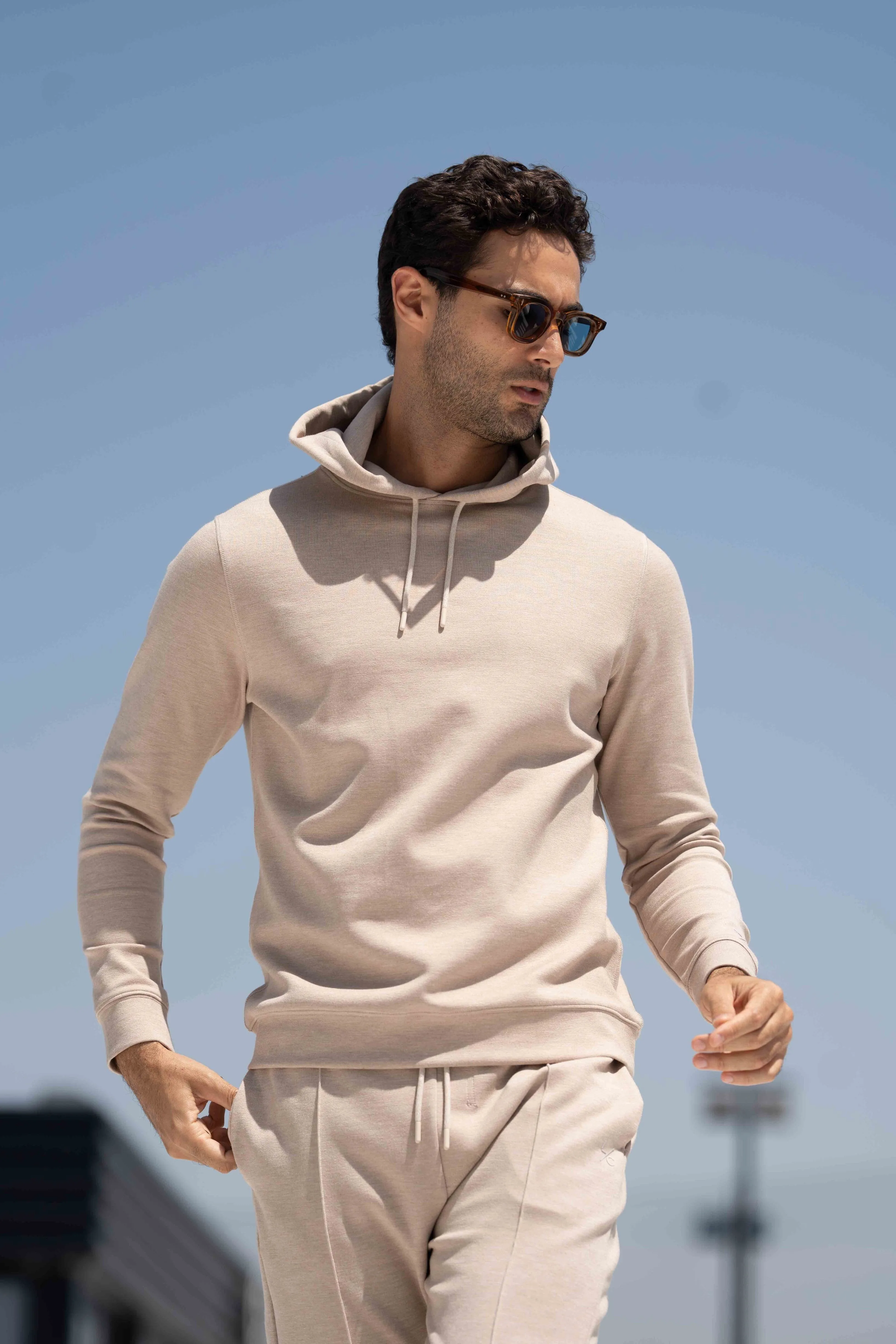 Mens All Around Lounge Hoodie Oat Marl