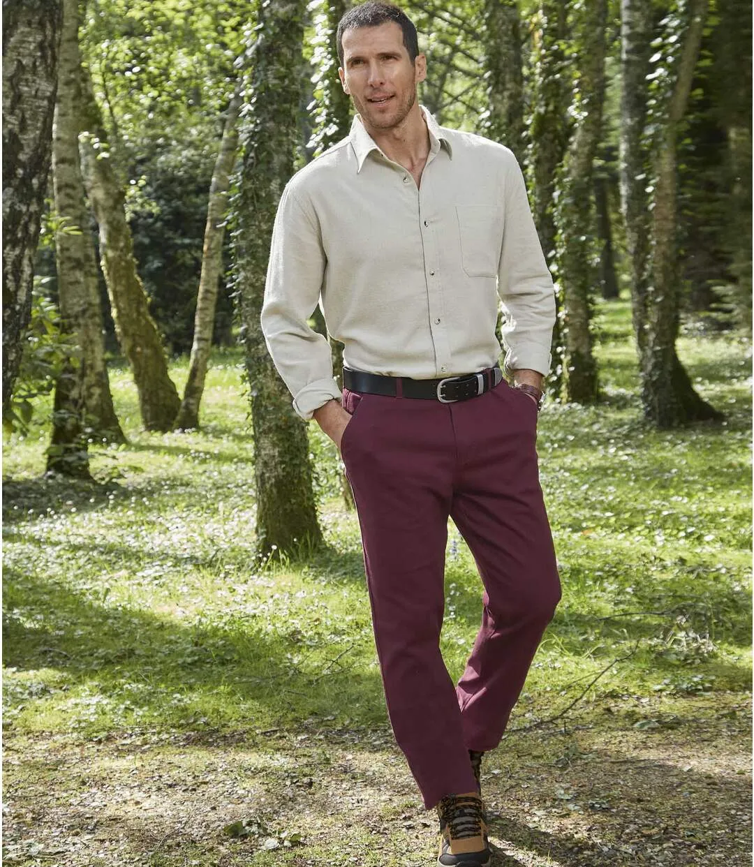 Men's Burgundy Stretch Chinos 