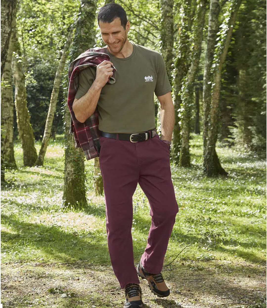 Men's Burgundy Stretch Chinos 