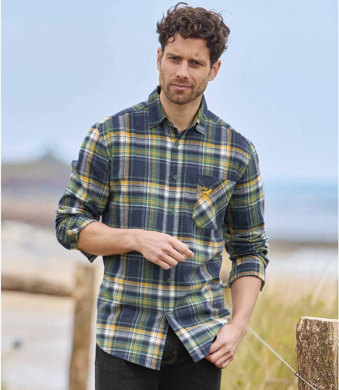 Men's Navy Checked Flannel Shirt 