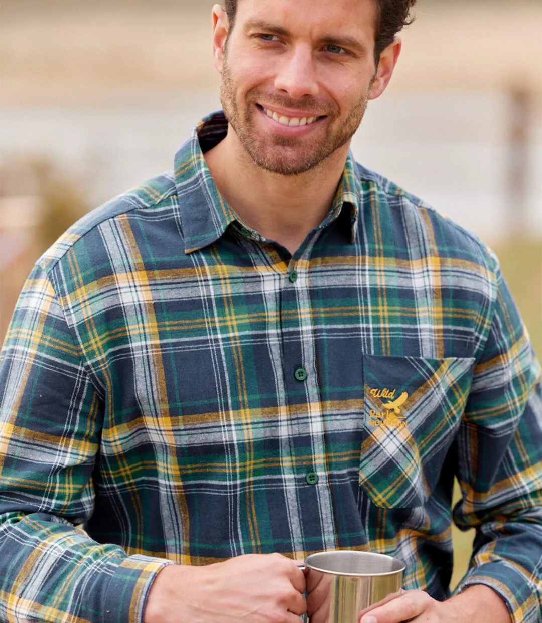 Men's Navy Checked Flannel Shirt 