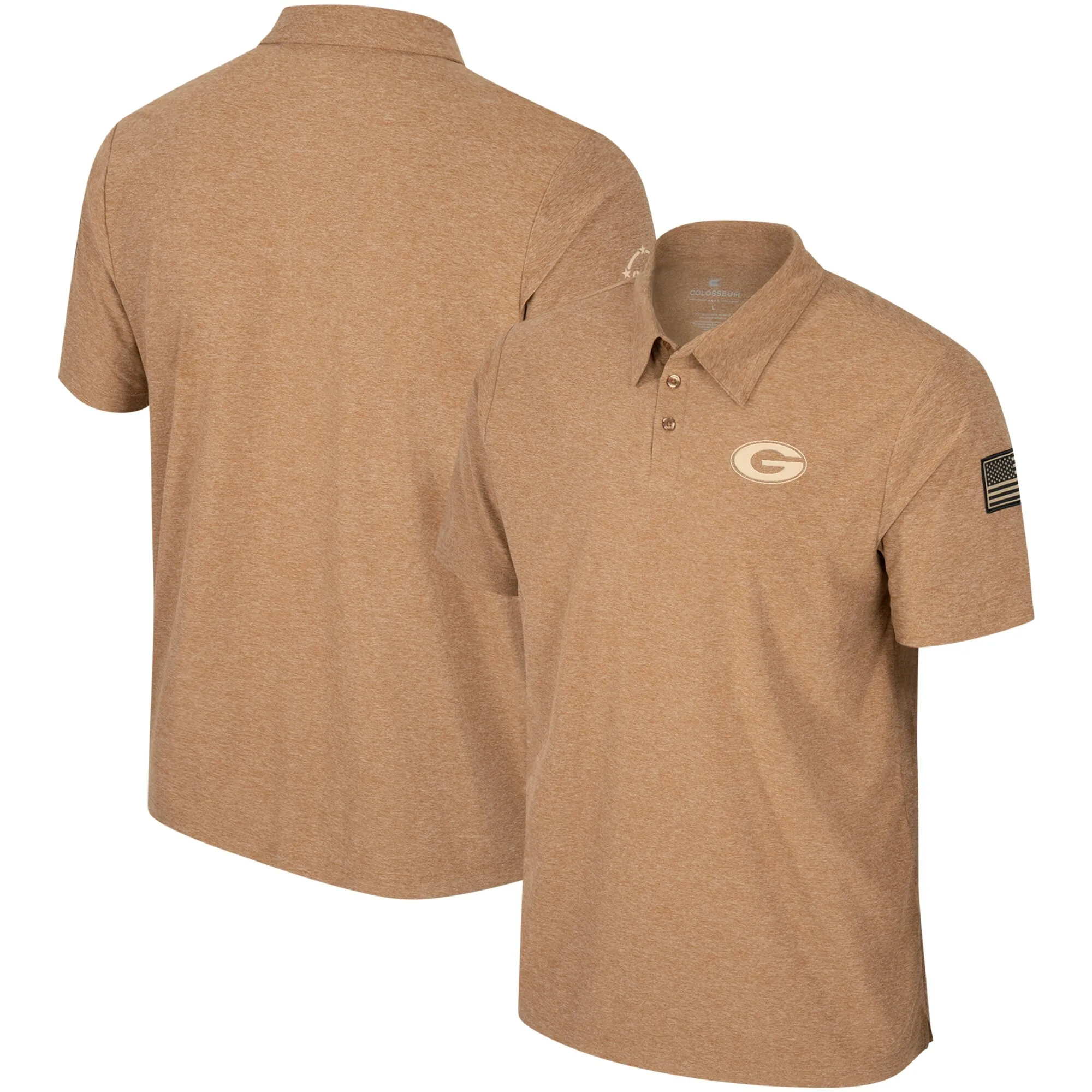 Men's Colosseum Khaki Georgia Bulldogs OHT Military Appreciation Cloud Jersey Desert Polo