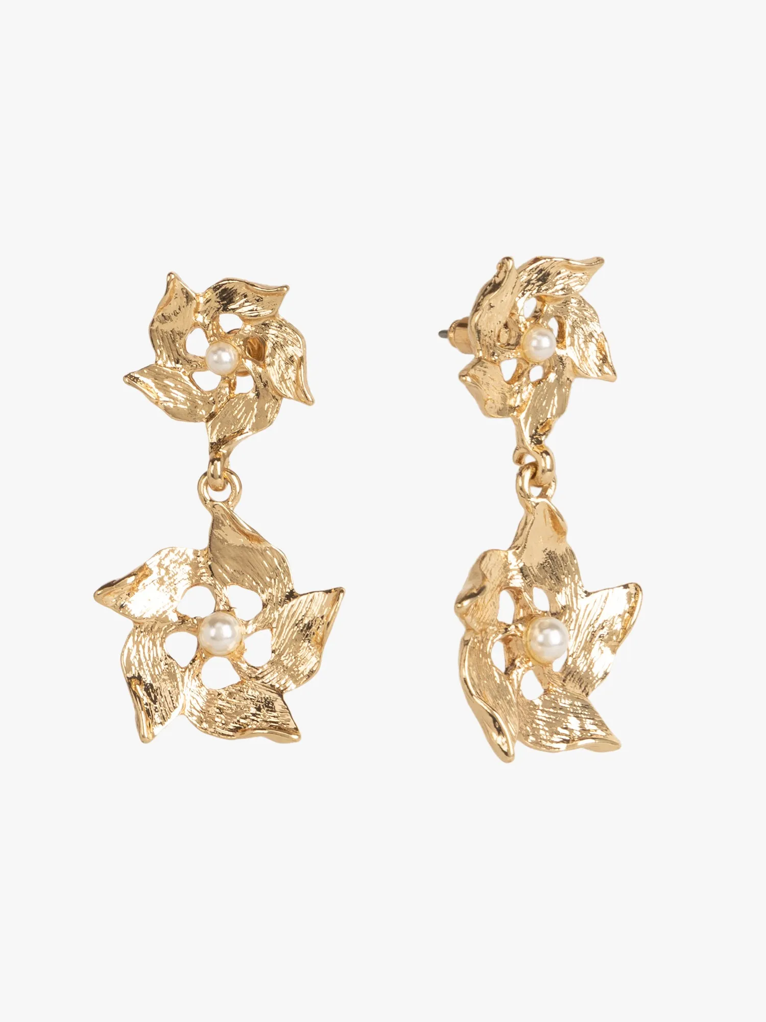 Metallic Floral Cascade Earrings