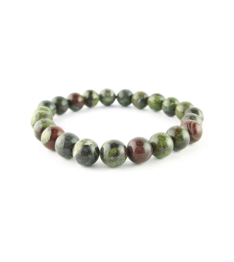 Natural Dragon Blood Jasper Beaded Stretch Bracelet