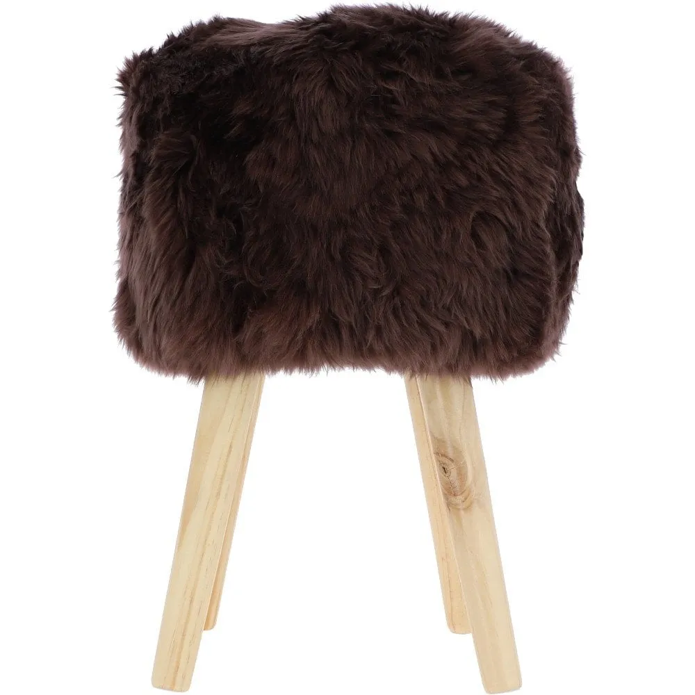 New Zealand Sheepskin Stool Chocolate:  NZ Stool