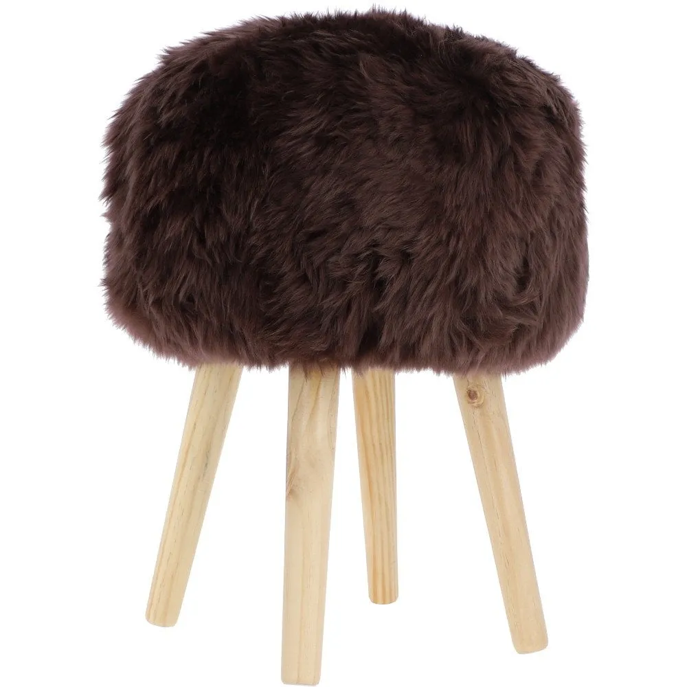 New Zealand Sheepskin Stool Chocolate:  NZ Stool