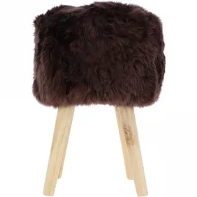 New Zealand Sheepskin Stool Chocolate:  NZ Stool