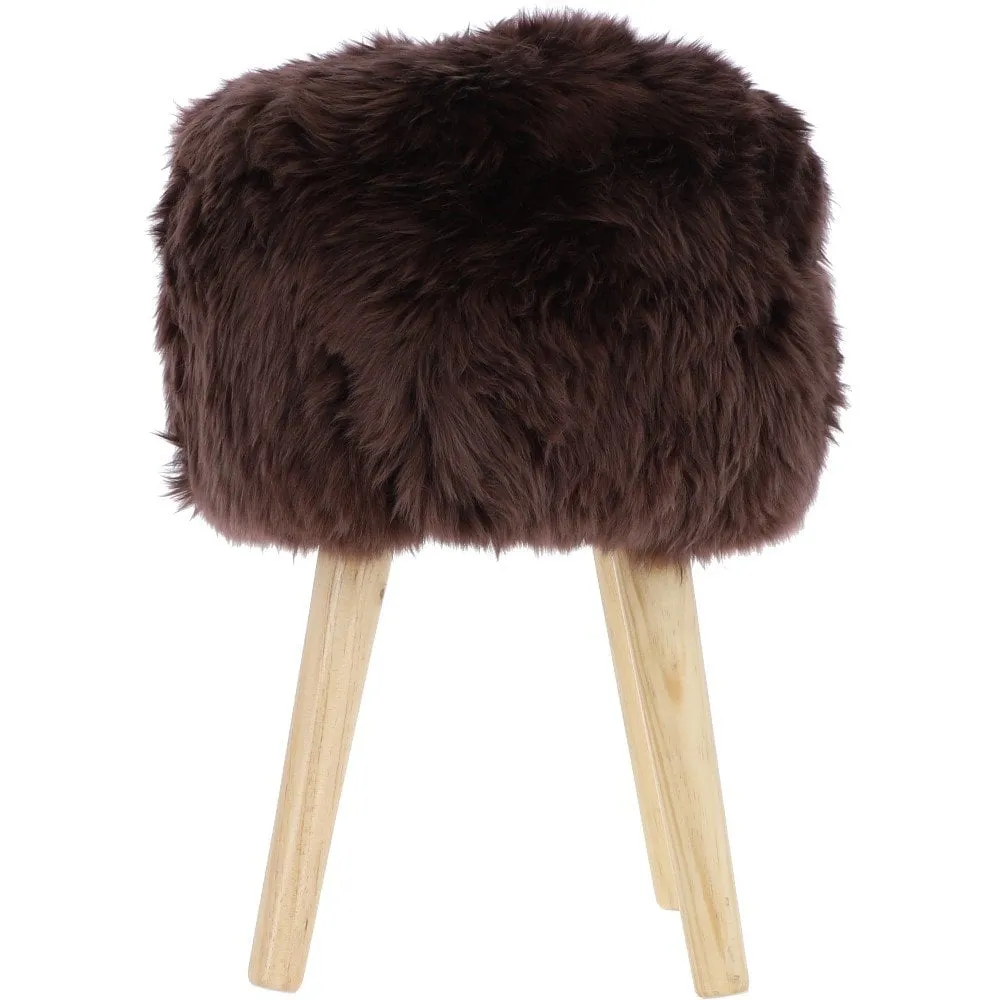 New Zealand Sheepskin Stool Chocolate:  NZ Stool